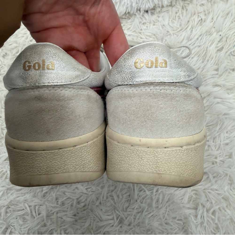 Gola Women's Suede Sneakers Size 10 Pink Blue Silver - Picture 6 of 8